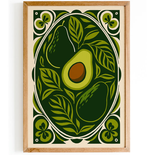 Green Rococo Avocado Poster