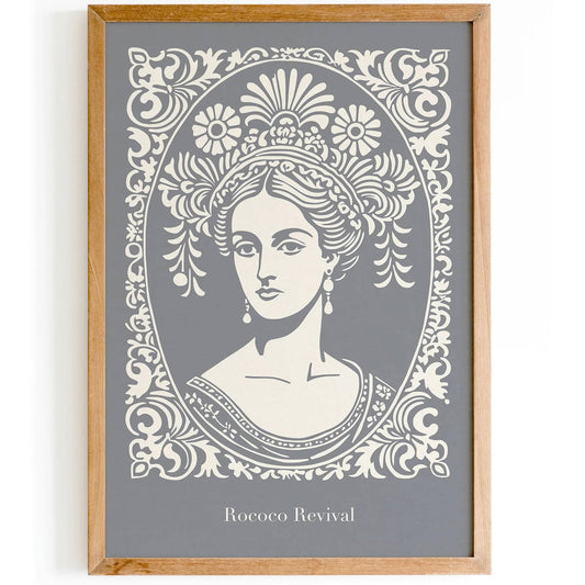 Rococo Revival Gray Woman Portrait Poster