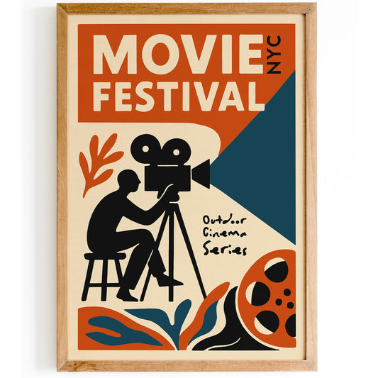 Outdoor Movie Festival NYC Retro Poster