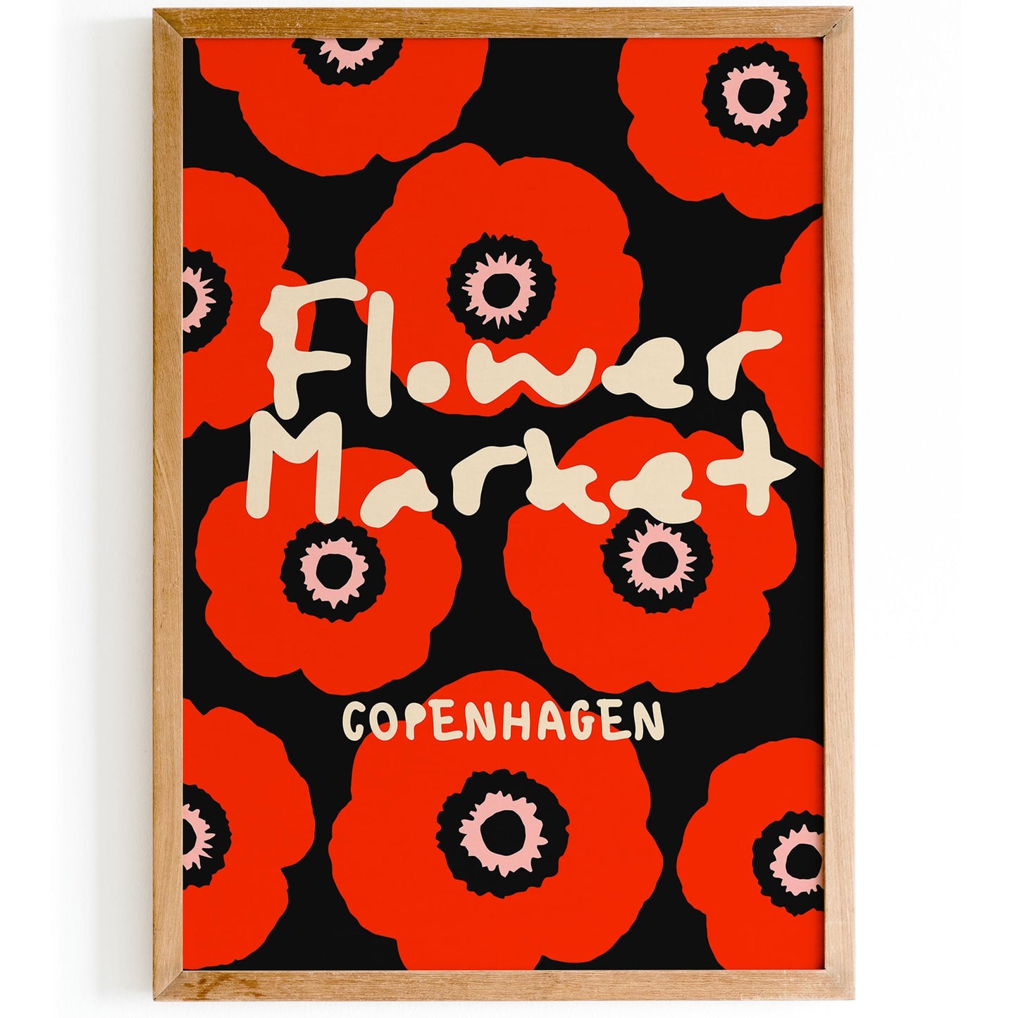 Flower Market Copenhagen Poster - Red Poppy Flowers Art Print