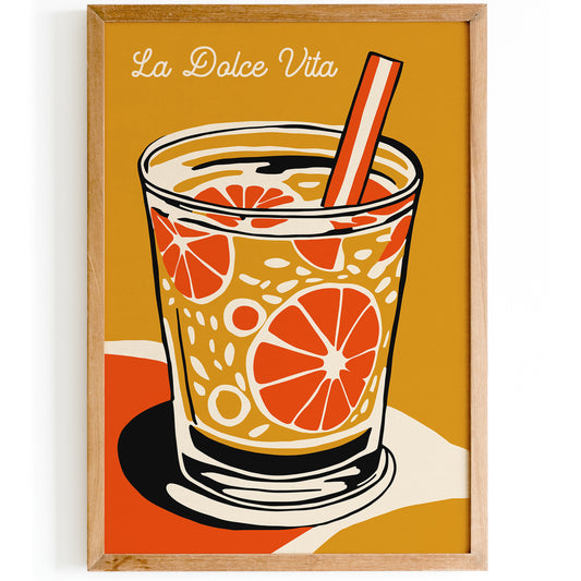 Vibrant Yellow Italian La Dolce Vita Kitchen Wall Art