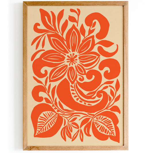 Orange Botanical Wall Art Print
