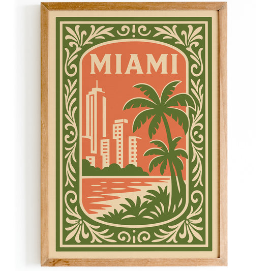 Miami Cityscape Travel Poster 2026