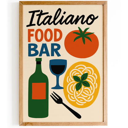 Italiano Food Bar Retro Poster for Kitchen Wall Decor