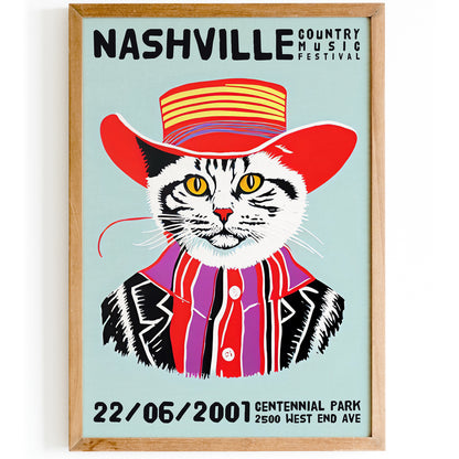 Nashville Country Music Cat Poster