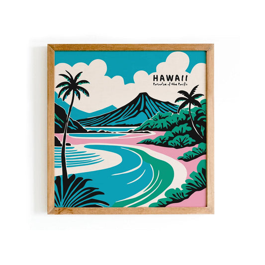 Hawaii Paradise Landscape Art Print – Square Wall Decor