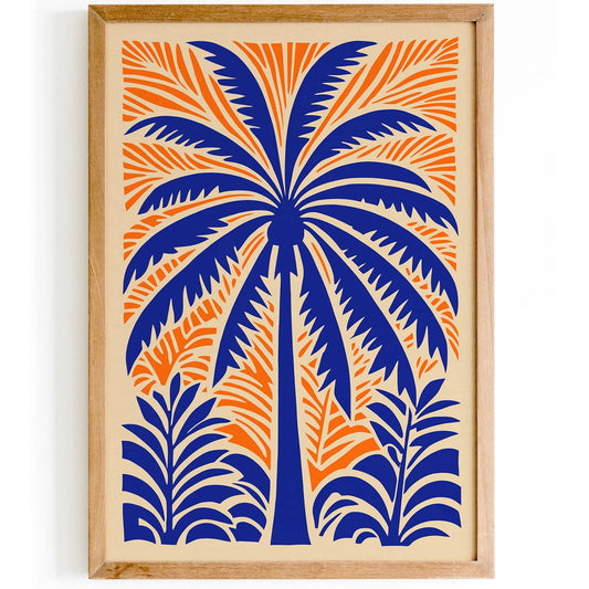 Eclectic Big Blue Palm Tree Art Print