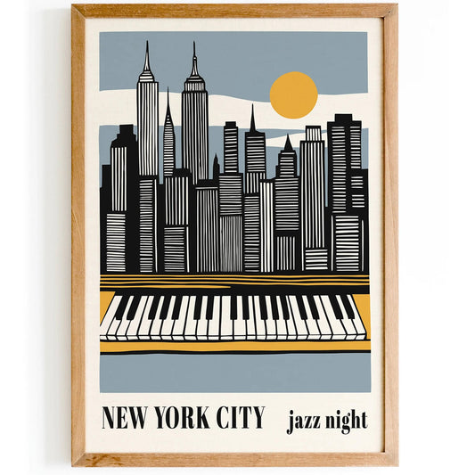 New York City Jazz Night Music Poster - HypeSheriff