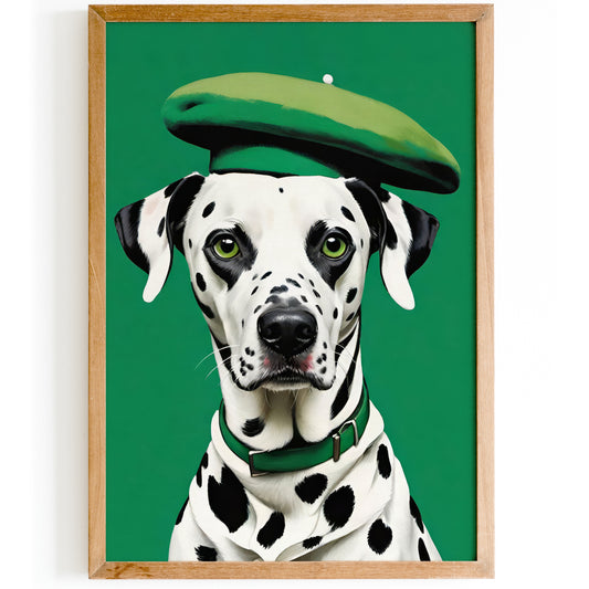 French Dalmatian Dog Green Poster