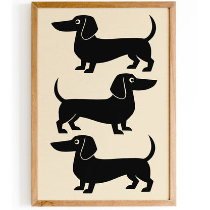 Tree Black Dachshunds Dog Poster