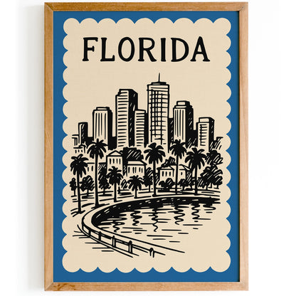 Florida Cityscape Poster - Blue Travel Wall Art 2026
