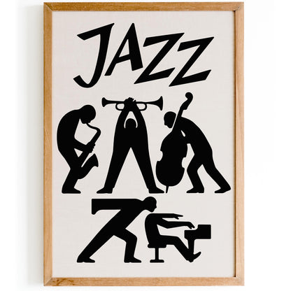 Jazz Music Poster -Modern Black & White Art Print