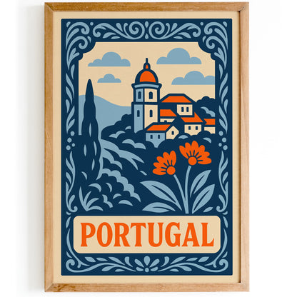 Blue Portugal Cityscape Art Print