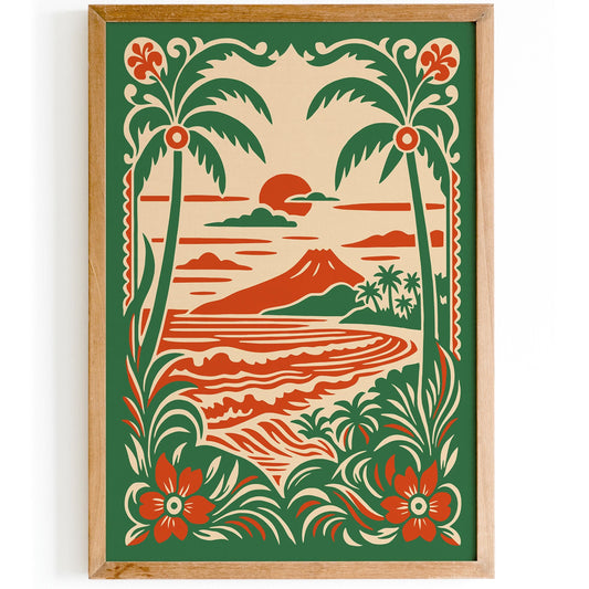 Hawaii Beach Sunset Poster - Tropical Travel Wall Art