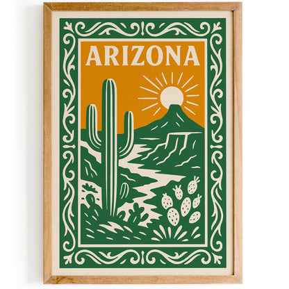 Arizona Green Travel Poster – Vintage Travel Art