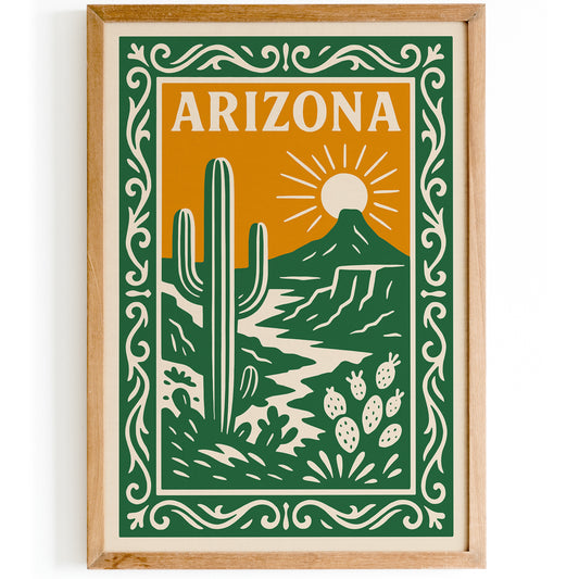 Arizona Green Travel Poster – Vintage Travel Art
