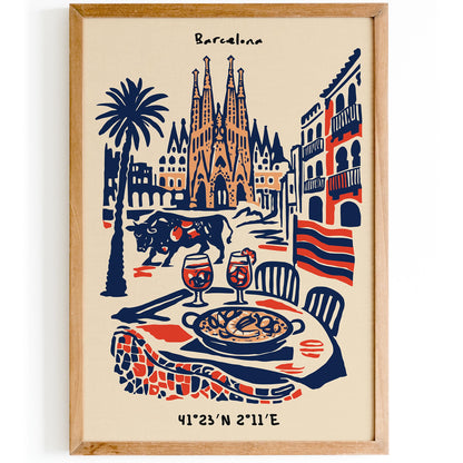 Barcelona Cityscape Poster 2026 – Travel Wall Art Print
