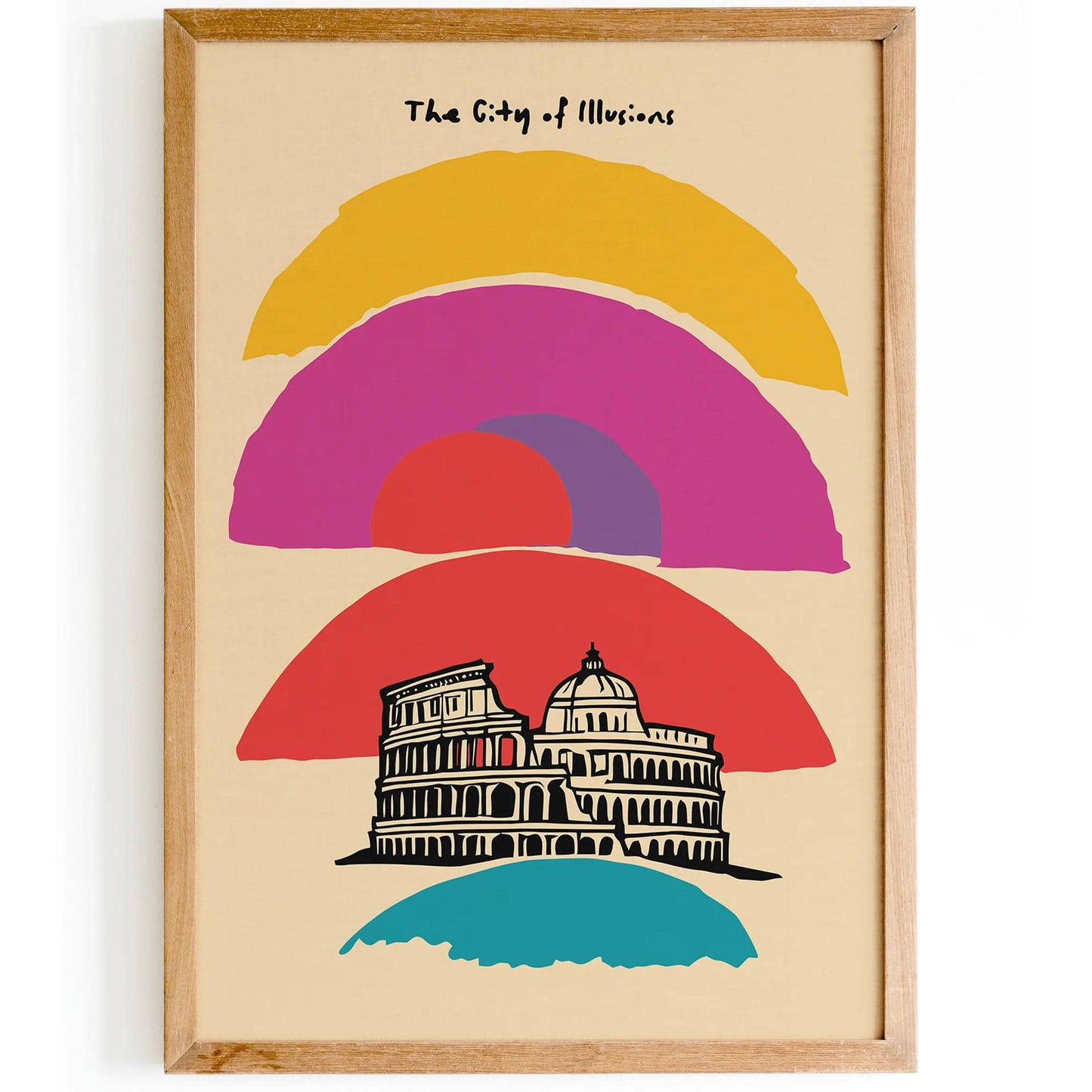 Rome Italy Colorful Travel Colosseum Poster
