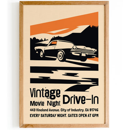 Vintage Drive-in Movie Night Poster