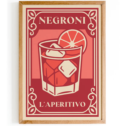 Negroni L'Aperitivo Cocktail Poster