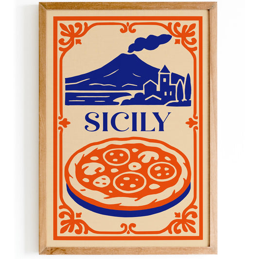 Sicily Italy Travel Poster - Mount Etna Scenic Wall Art 2026