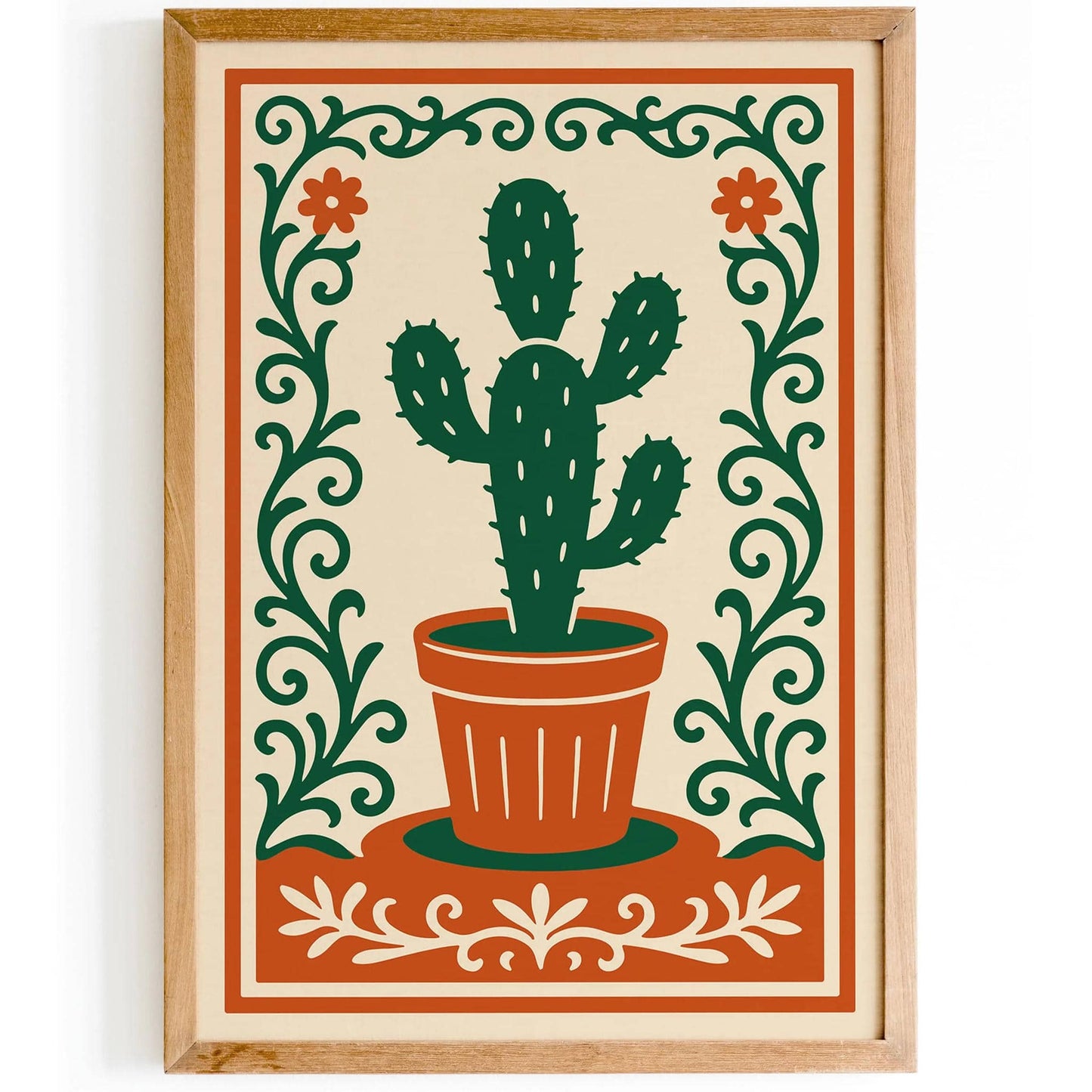 Cactus Plant Poster- Rococo Ornament Frame