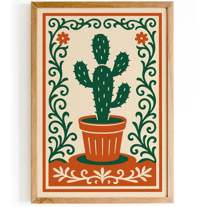 Cactus Plant Poster- Rococo Ornament Frame