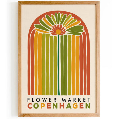 Copenhagen Flower Market Retro Poster – 70s Wall Art Print