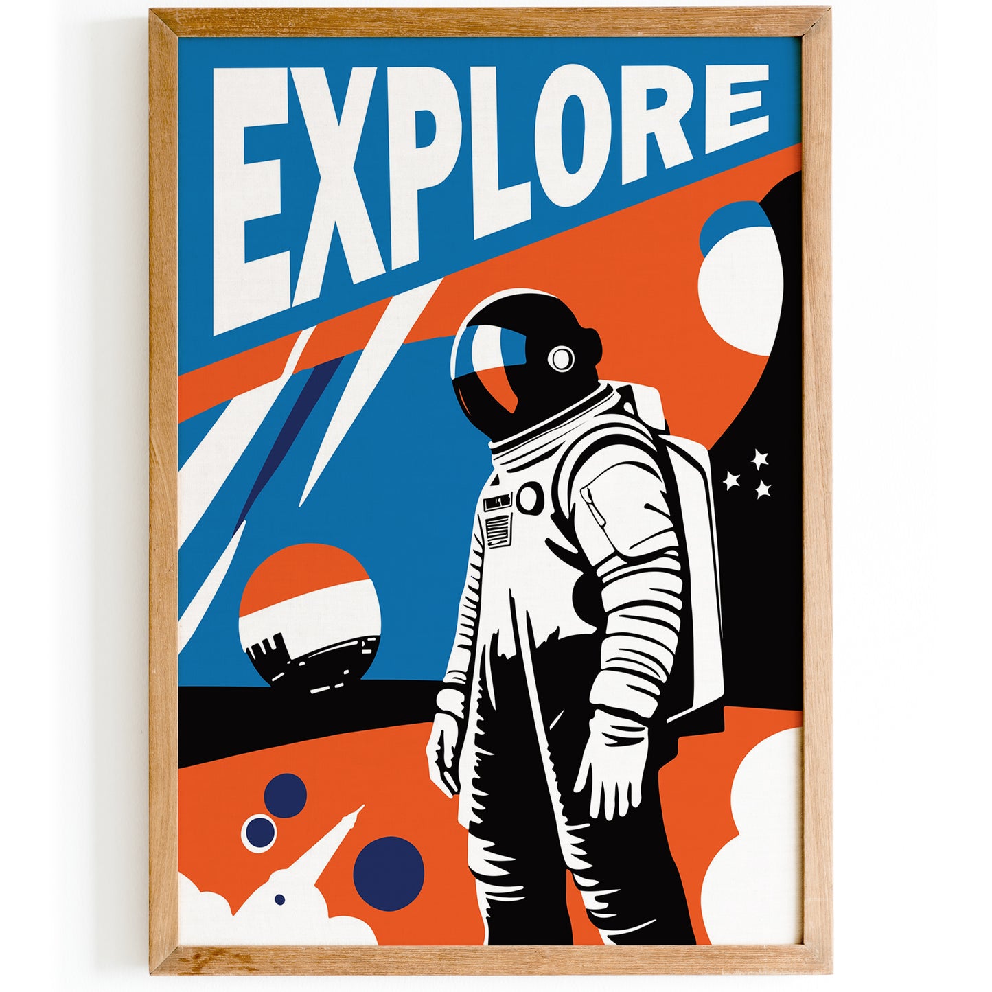 EXPLORE - Astronaut Retro Poster