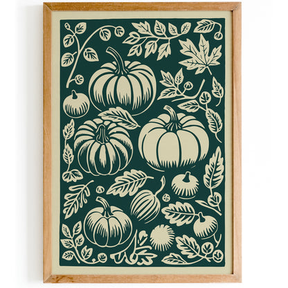 Fall Pumpkins Green Art Print 2024