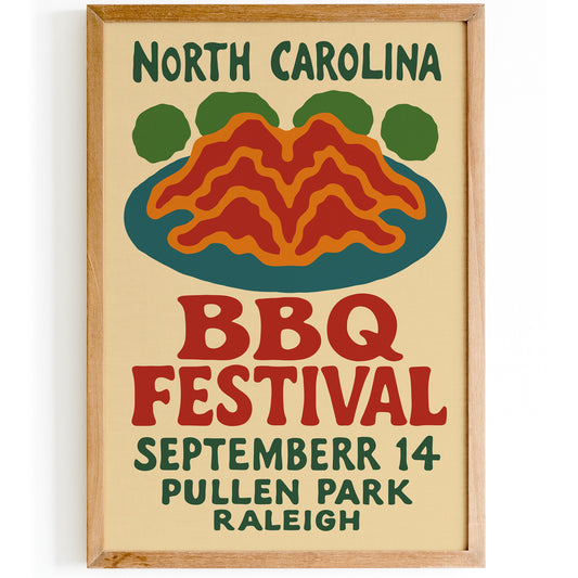 North Carolina BBQ Festival Poster - Food Art Print