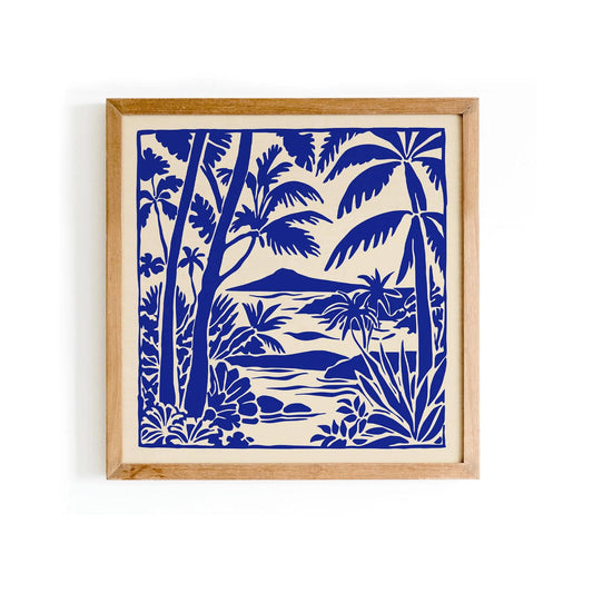 Blue Hawaii Landscape Wall Art – Honeymoon Gift, Square Print