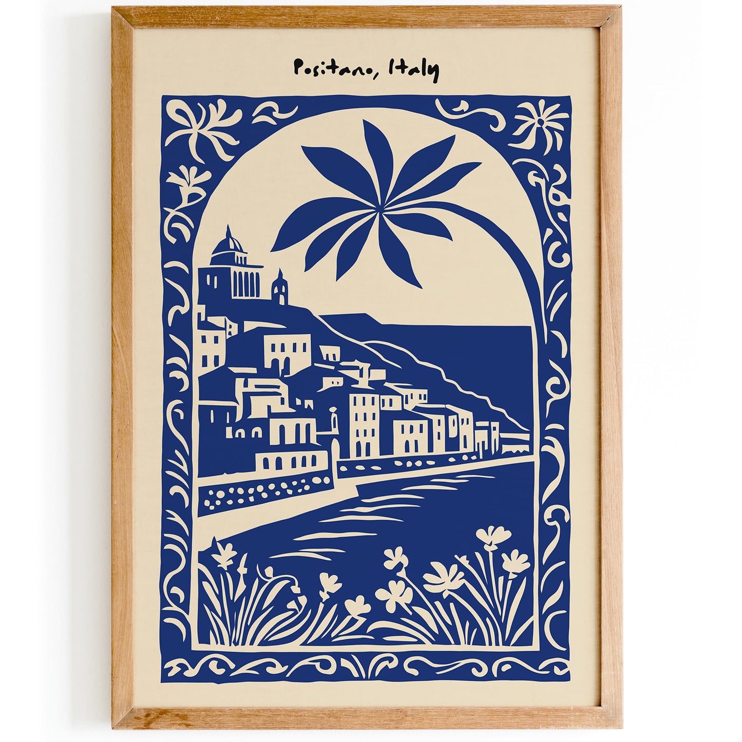 Positano Italy Blue Landscape Poster Print
