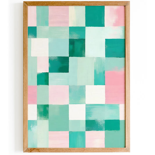 Pastel Dreams - Abstract Checkered Art Print
