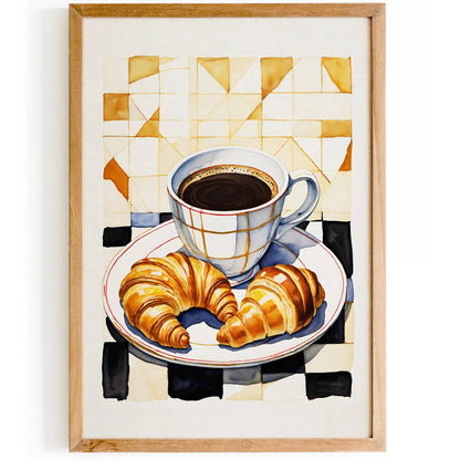 Coffee and Croissants Kitchen Poster