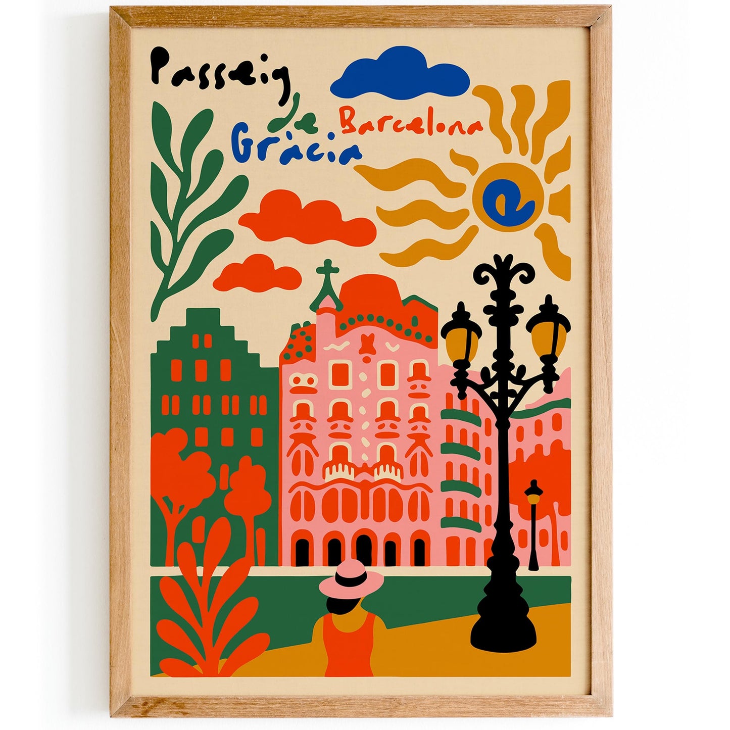 Paseo de Gracia Barcelona Travel Colorful Poster