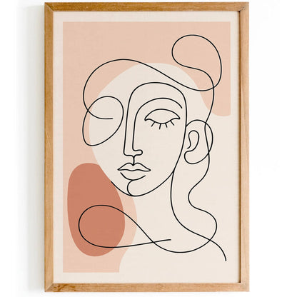 Minimalist Line Art Woman Face Print