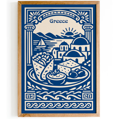 Greece Food and Landscape Poster