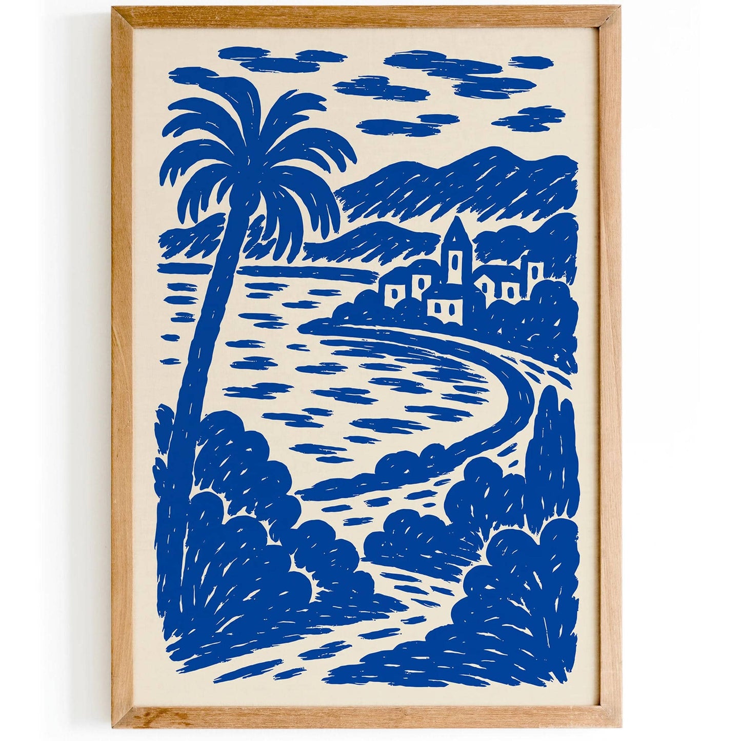 Blue French Riviera Landscape Poster