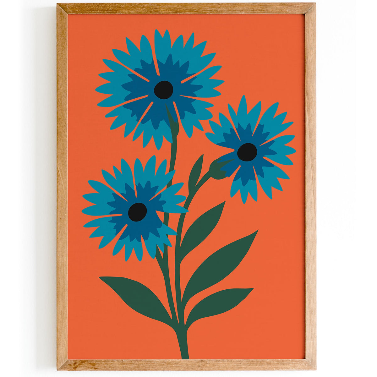 Abstract Cornflower Floral Art Poster