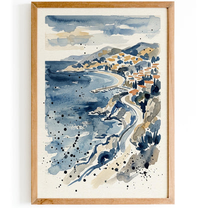 French Riviera Abstract Watercolor Art Print
