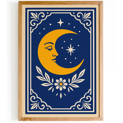 Yellow Moon Art Print - Mystical Wall Art Poster