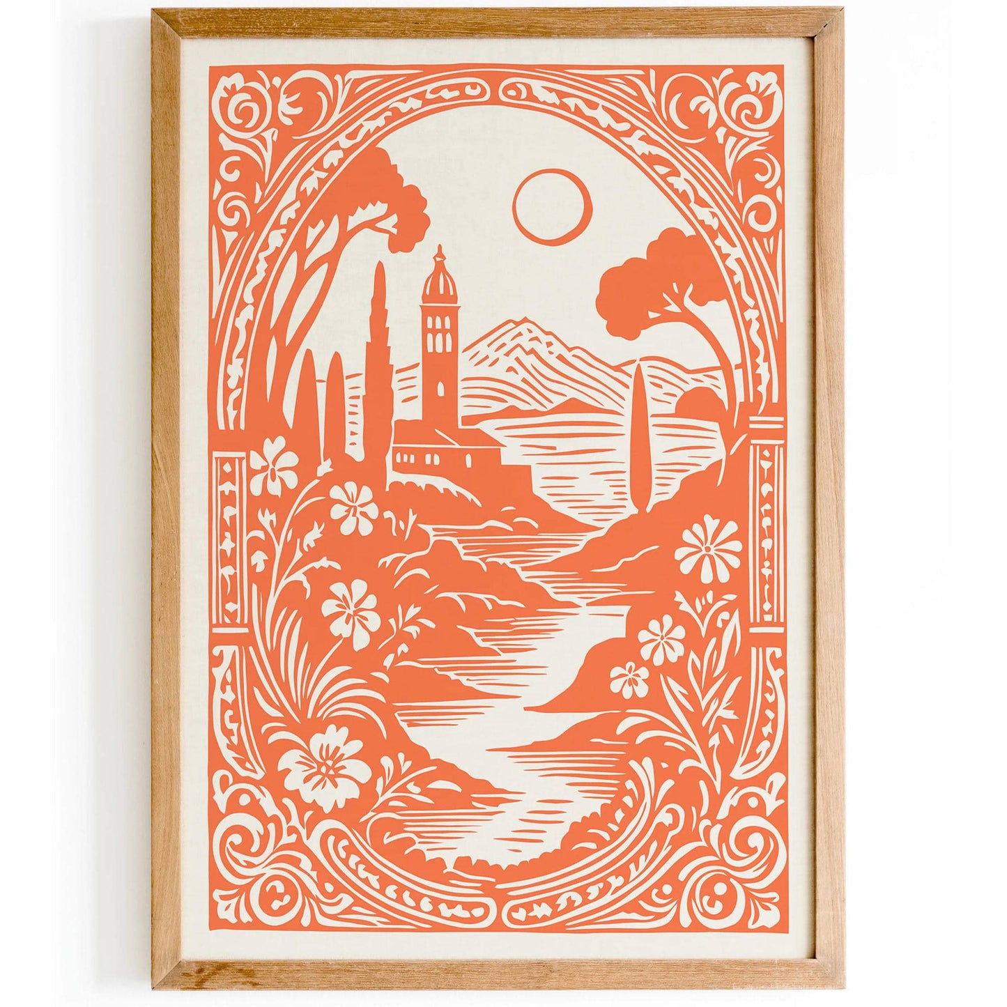 Peach Italian Landscape Poster