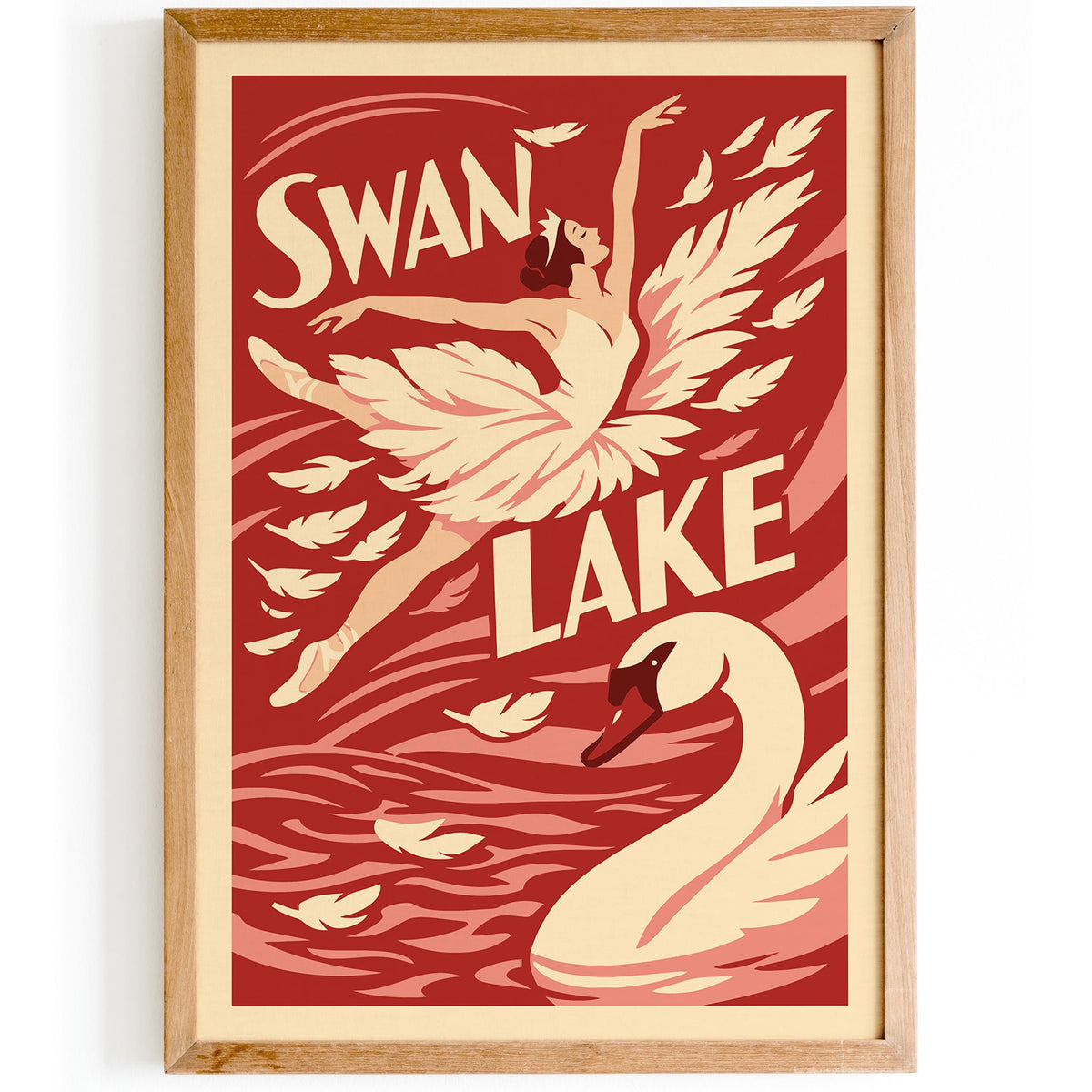 Red Swan Lake Ballet Art Poster