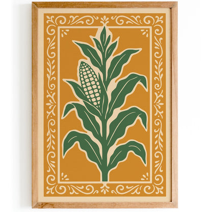 Corn Plant Poster, Farmhouse Kitchen Wall Decor