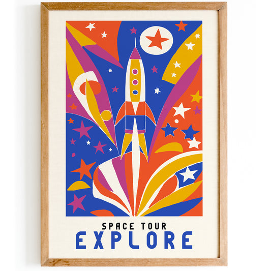 Space Travel Colorful Poster