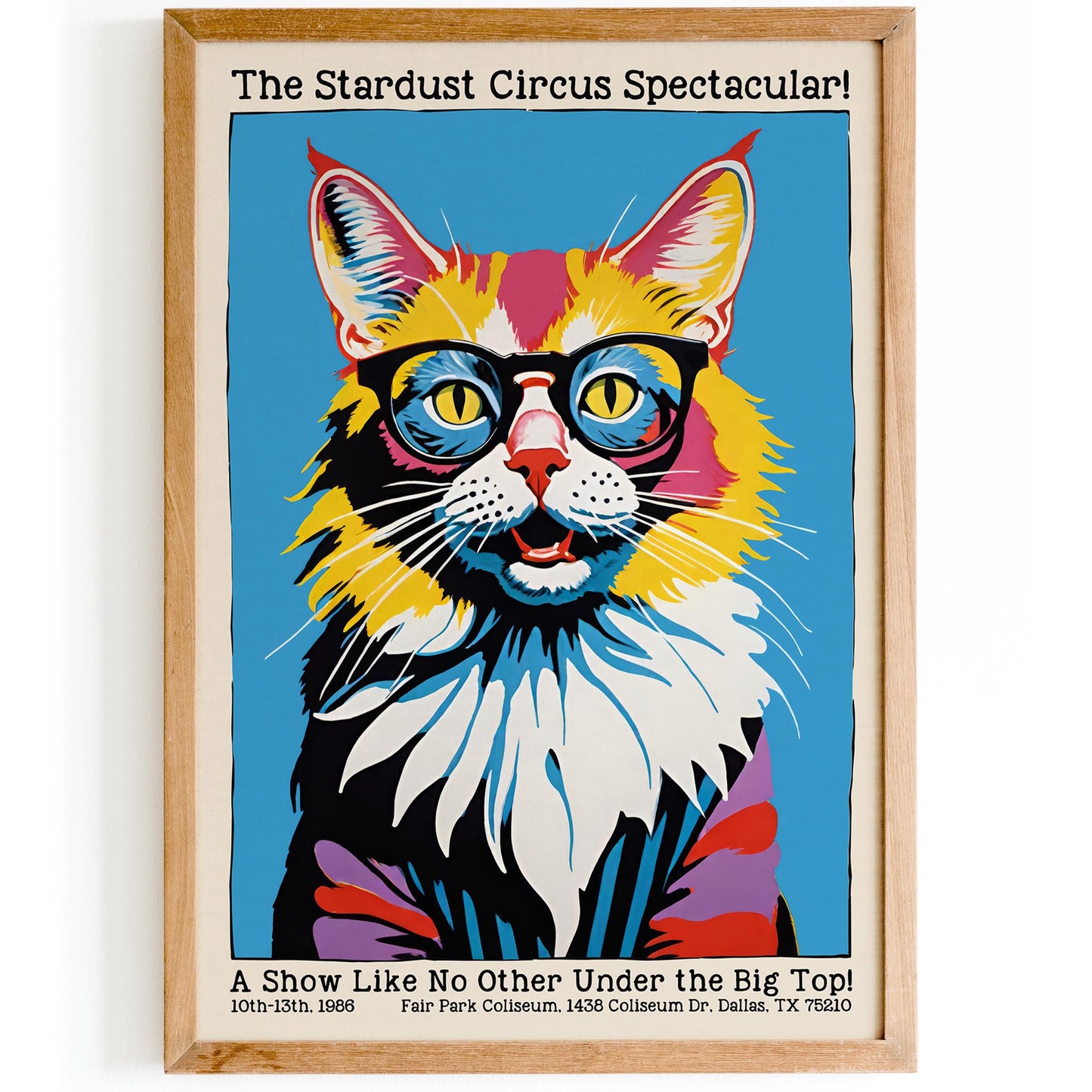 Dallas 1986 Stardust Circus Cat Retro Poster