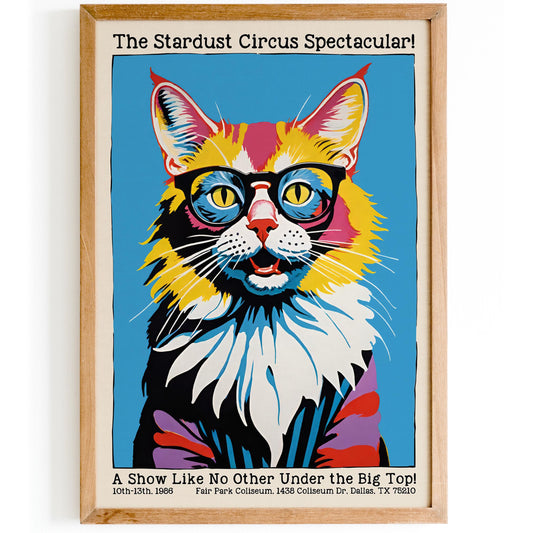 Dallas 1986 Stardust Circus Cat Retro Poster