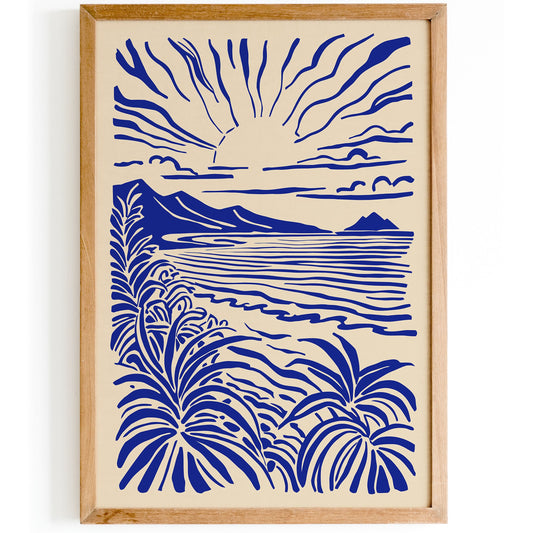 Thailand Blue Tropical Art Print 2025