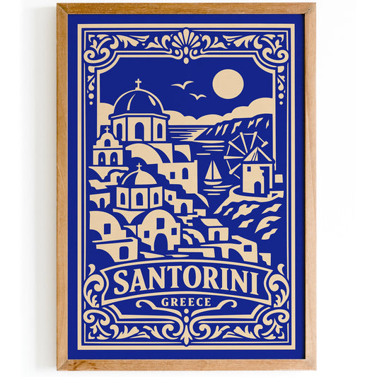 Santorini Greece Blue Poster